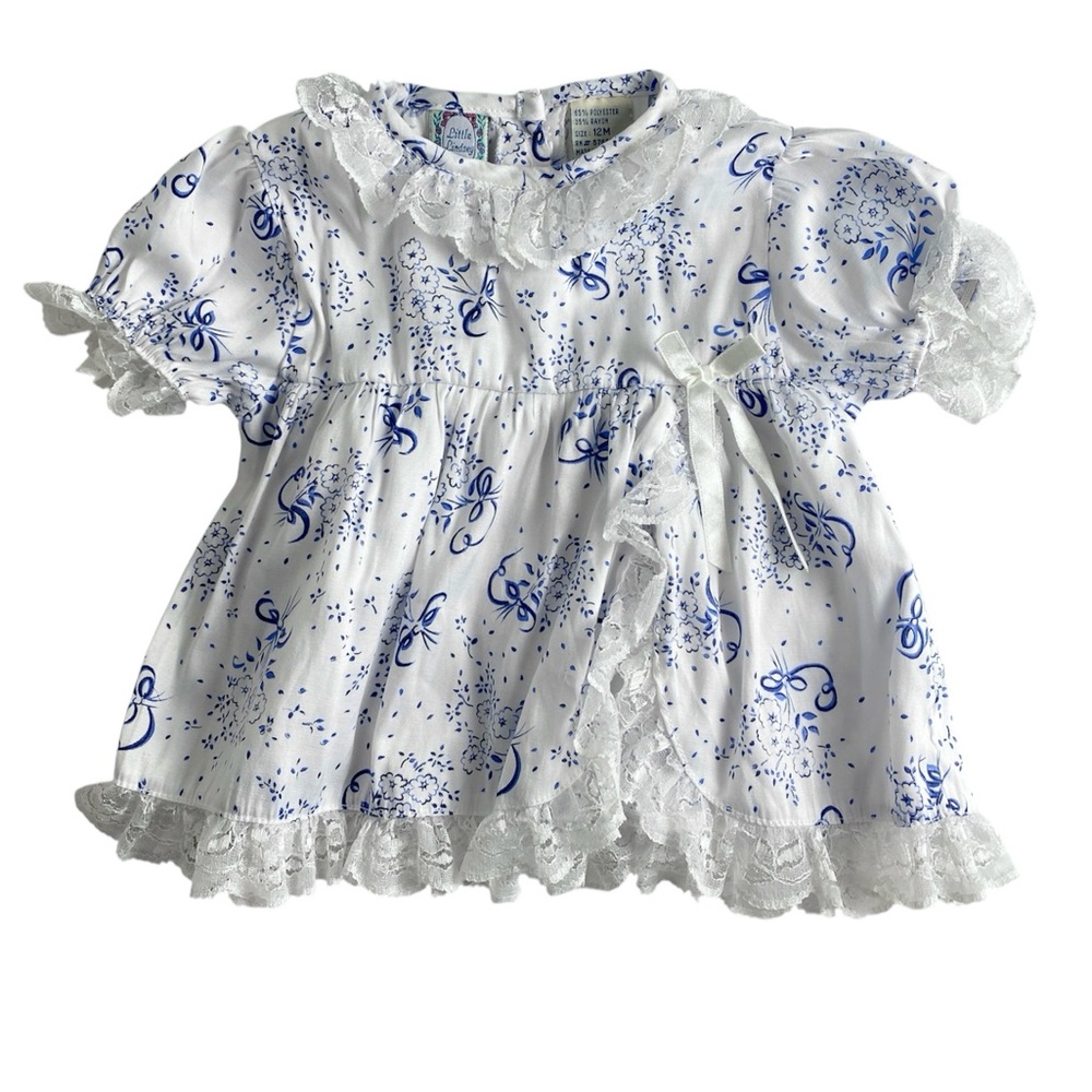 Vintage 90s White and Blue Little Lindsey Matching Set 9-12M